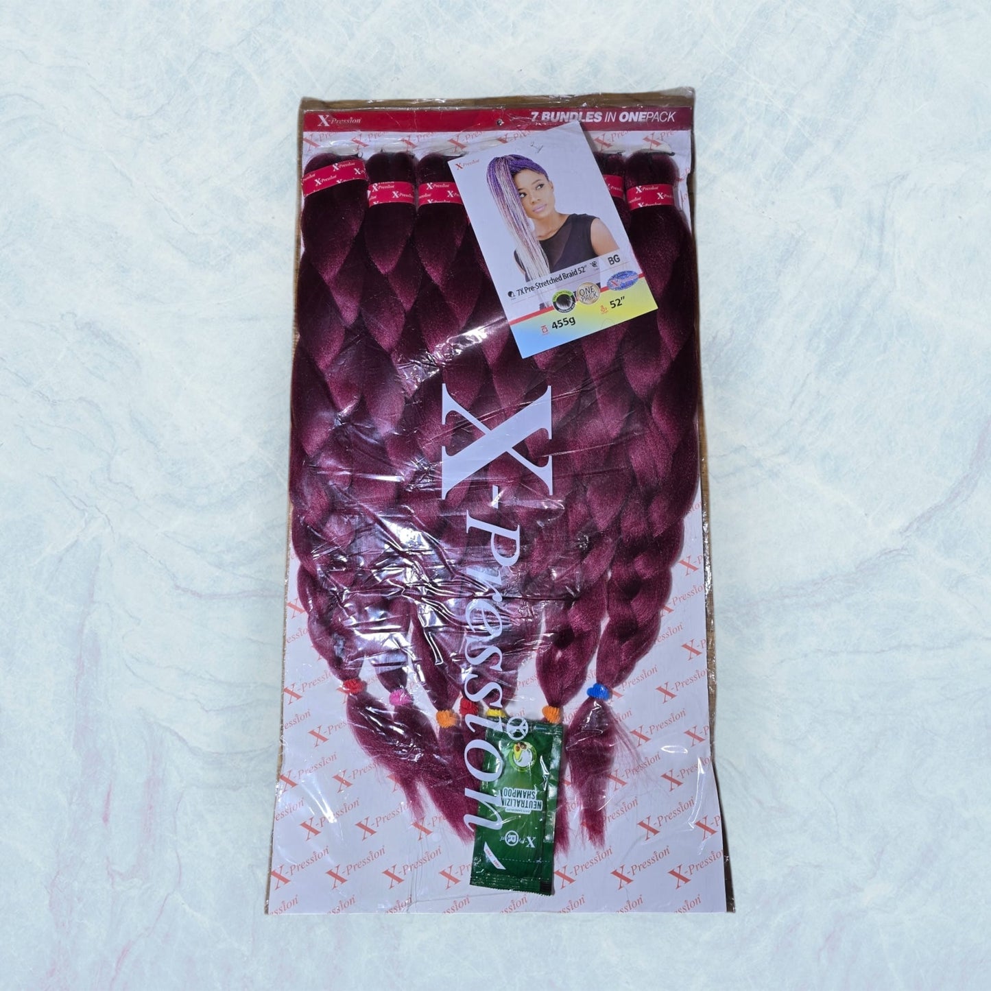 BG/RED Hair Extensions for Braids, Pre-Stretched and Tangle-Free (X-Pression)