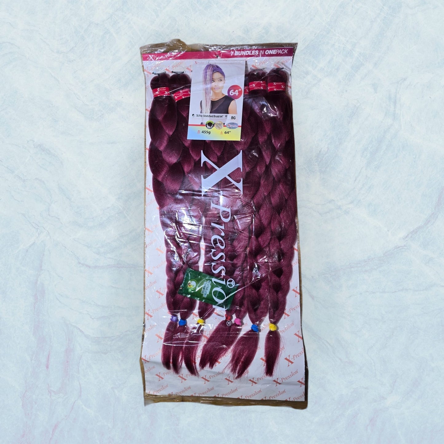 BG/RED Hair Extensions for Braids, Pre-Stretched and Tangle-Free (X-Pression)