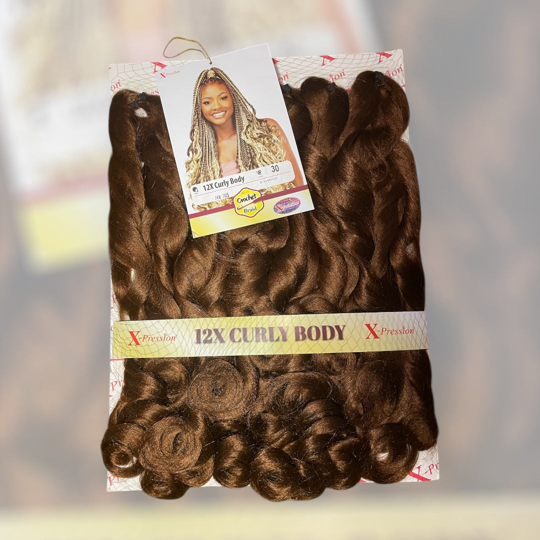 Curly Body X-pression braid extensions colours 613, 30, 1 and 1/39 at 54” Long