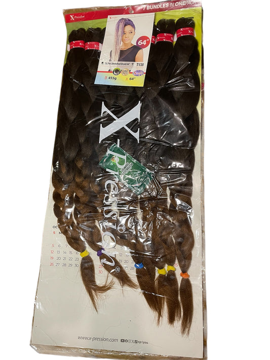 64” Long Ombré - T1/30 Black mix with Brown Hair Extensions