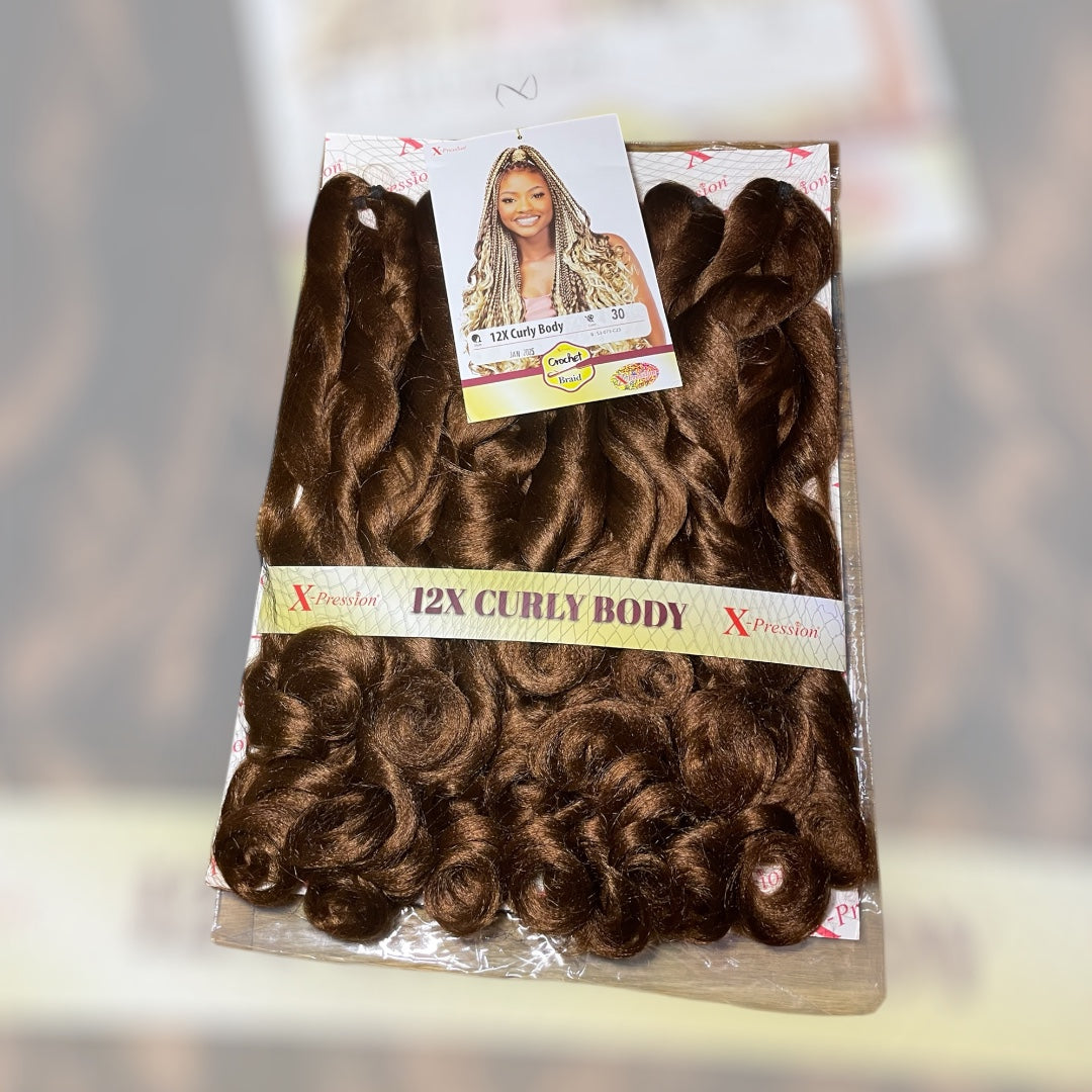 Curly Body X-pression braid extensions colours 613, 30, 1 and 1/39 at 54” Long