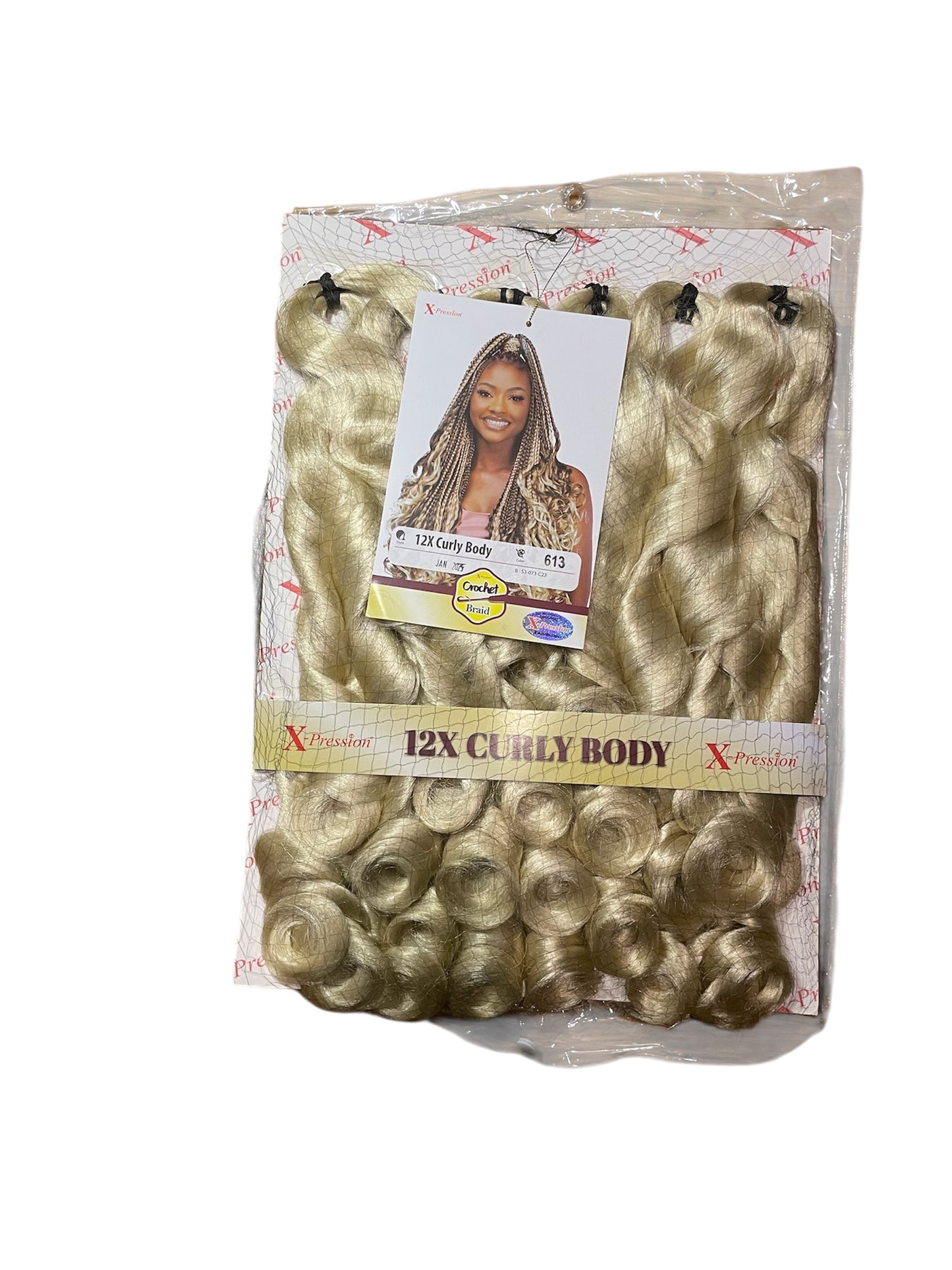 Curly Body X-pression braid extensions colours 613, 30, 1 and 1/39 at 54” Long