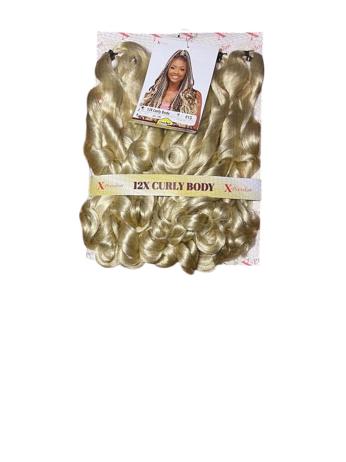 Curly Body X-pression braid extensions colours 613, 30, 1 and 1/39 at 54” Long