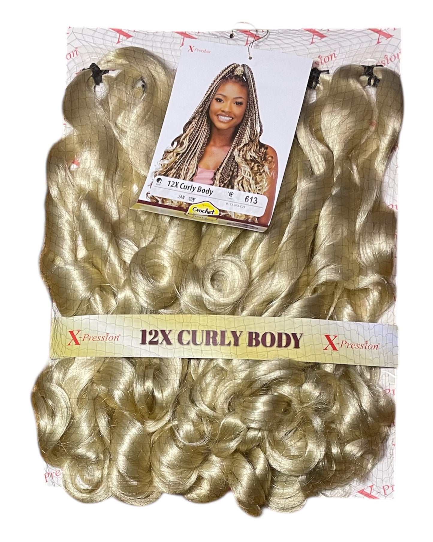 Curly Body X-pression braid extensions colours 613, 30, 1 and 1/39 at 54” Long