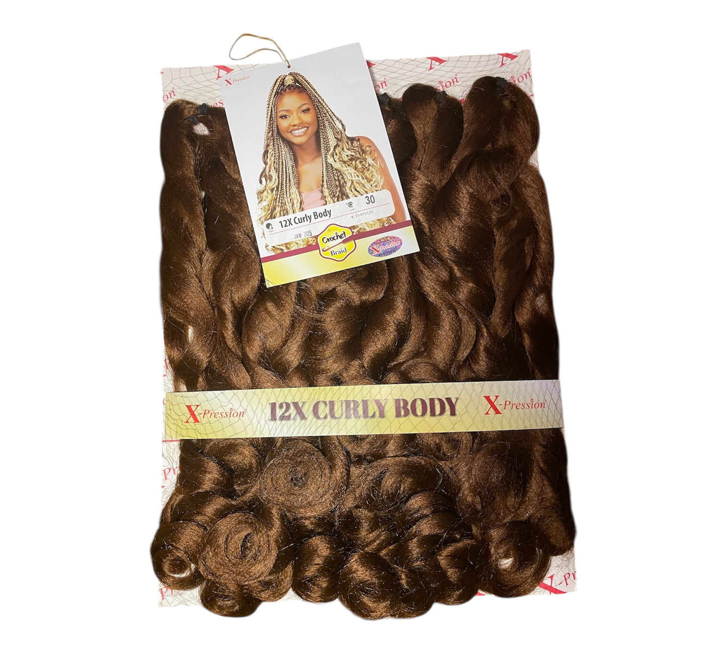 Curly Body X-pression braid extensions colours 613, 30, 1 and 1/39 at 54” Long