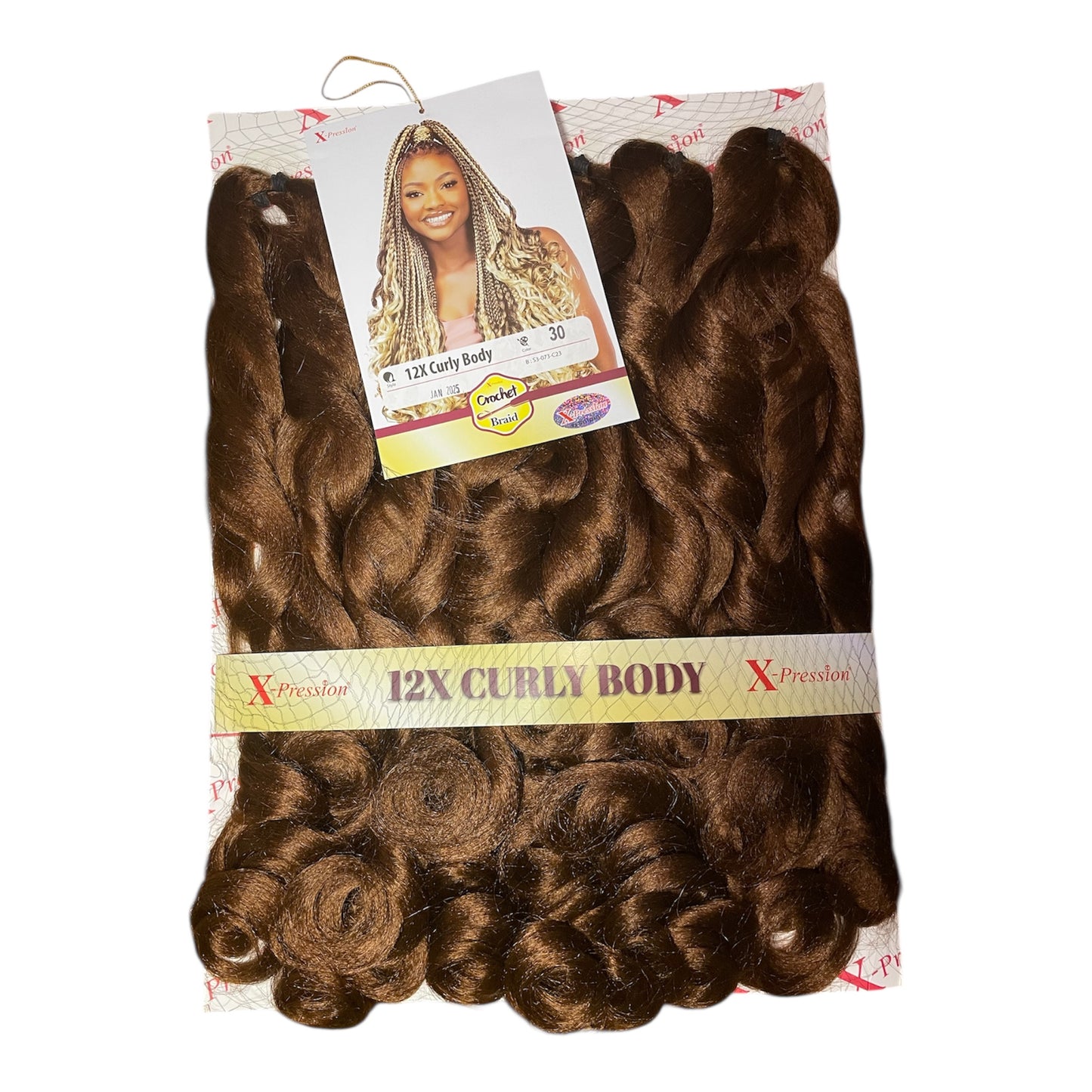 Curly Body X-pression braid extensions colours 613, 30, 1 and 1/39 at 54” Long